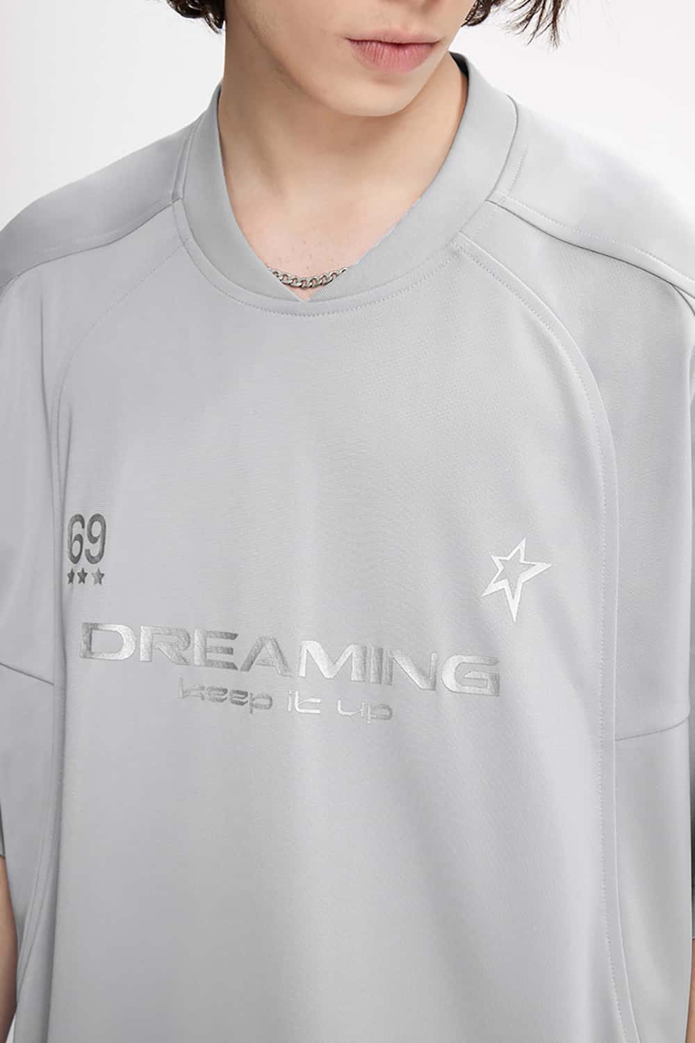 Vintage Sports Silver Foil T-Shirt - Jersey Style Short Sleeve