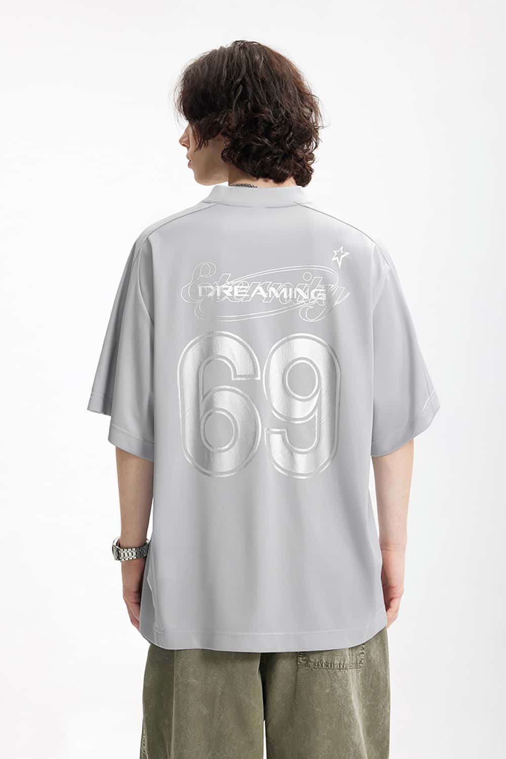 Vintage Sports Silver Foil T-Shirt - Jersey Style Short Sleeve