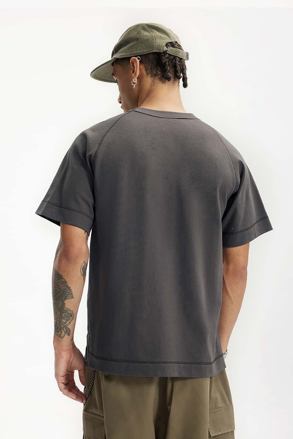 Heavyweight Hemp Cotton T-Shirt with Side Split Hem - Vintage Short Sleeve