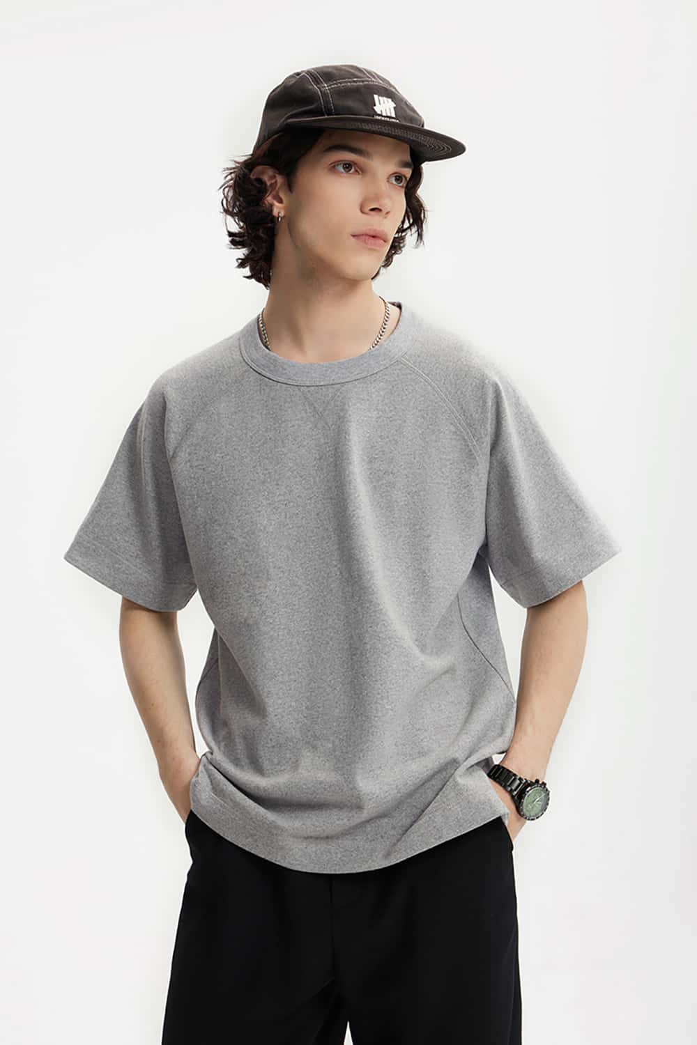 Heavyweight Hemp Cotton T-Shirt with Side Split Hem - Vintage Short Sleeve