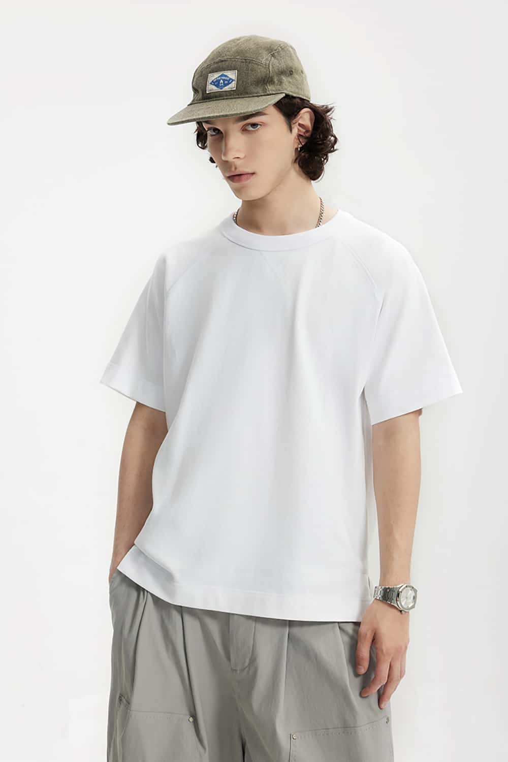Heavyweight Hemp Cotton T-Shirt with Side Split Hem - Vintage Short Sleeve