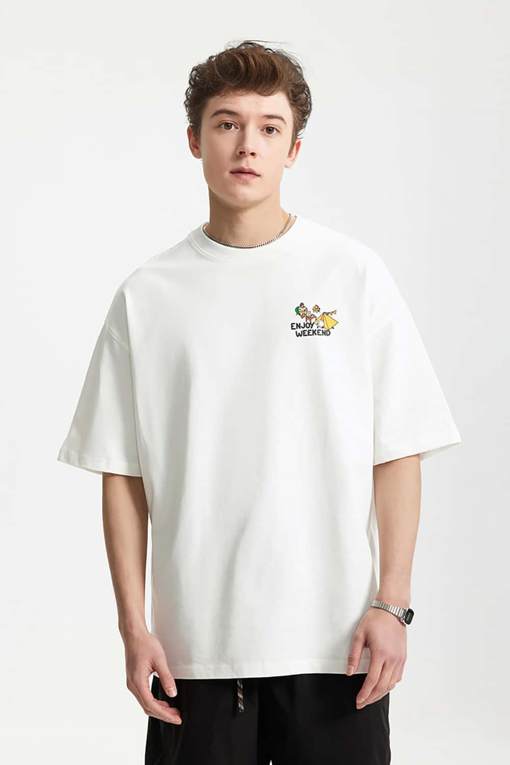 Heavyweight Outdoor Camping Printed T-Shirt - Loose Short Sleeve