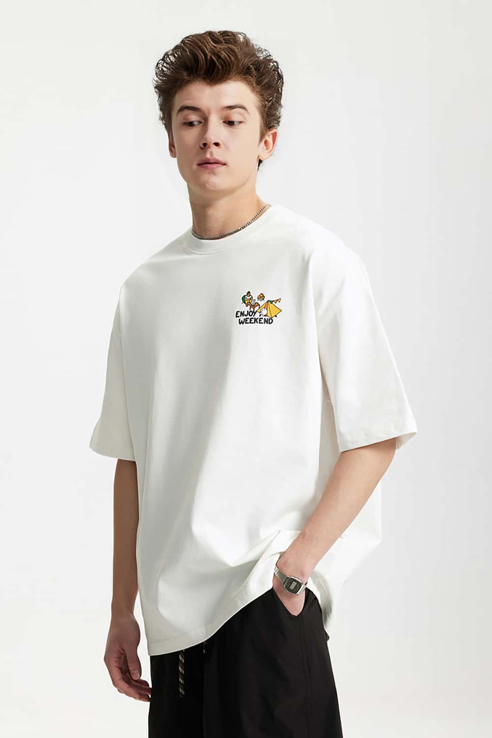 Heavyweight Outdoor Camping Printed T-Shirt - Loose Short Sleeve