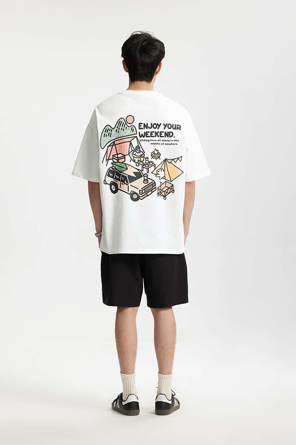 Heavyweight Outdoor Camping Printed T-Shirt - Loose Short Sleeve