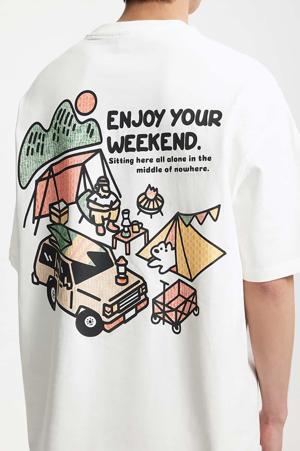 Heavyweight Outdoor Camping Printed T-Shirt - Loose Short Sleeve