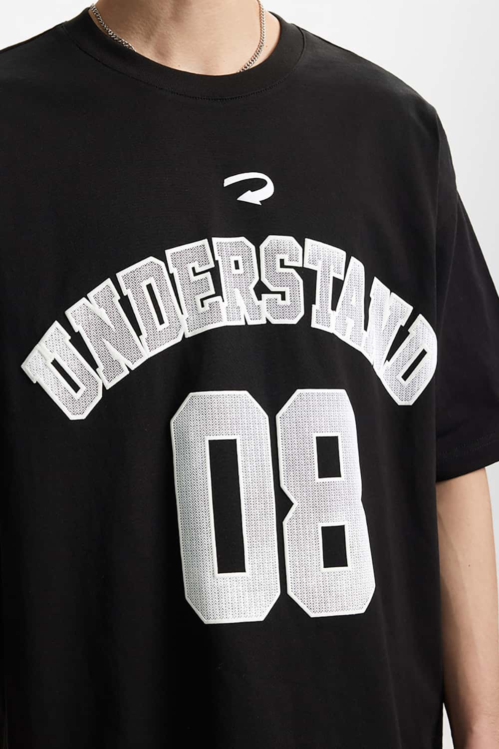 Foam Letter Print T-Shirt with Numeric Design - Short Sleeve