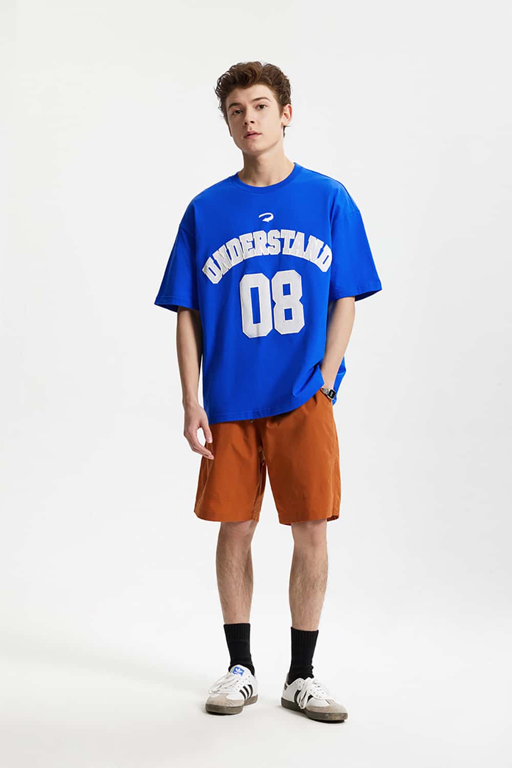 Foam Letter Print T-Shirt with Numeric Design - Short Sleeve