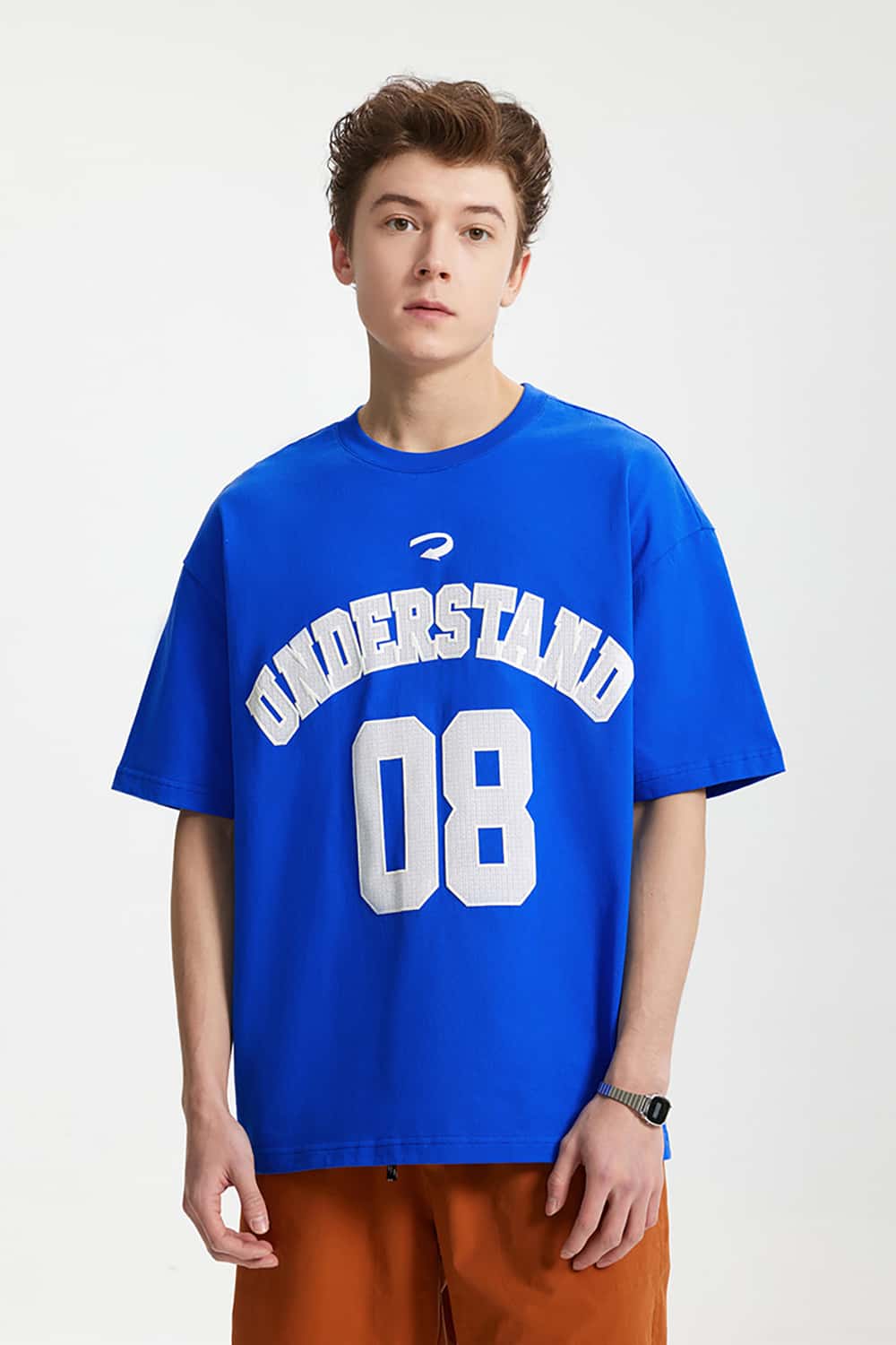 Foam Letter Print T-Shirt with Numeric Design - Short Sleeve
