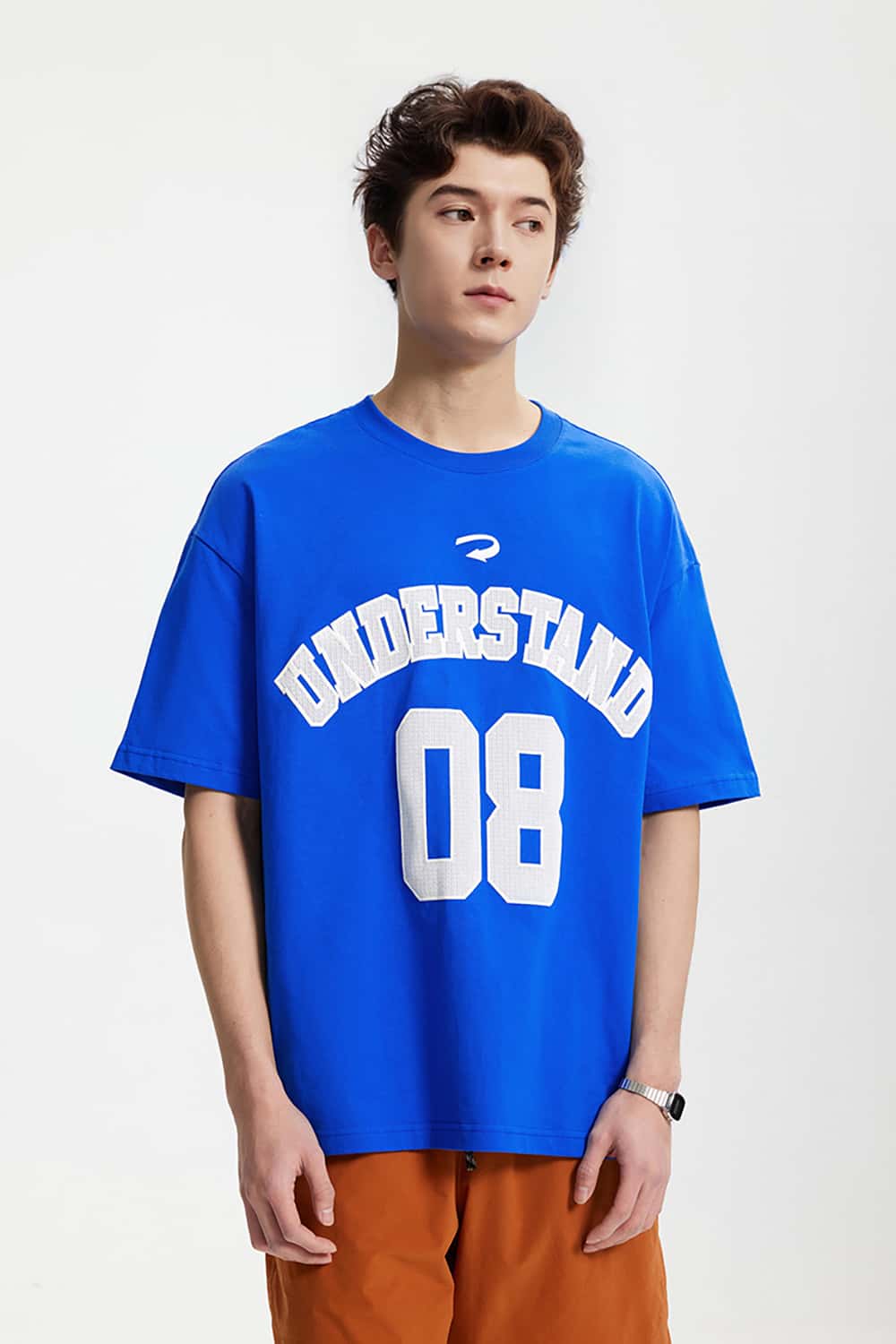 Foam Letter Print T-Shirt with Numeric Design - Short Sleeve