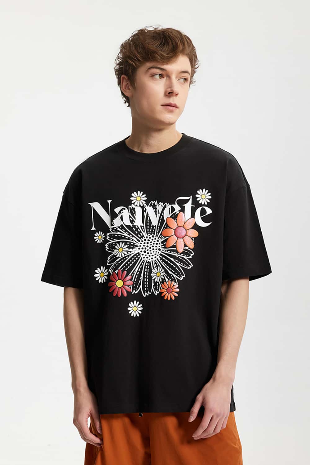 Iridescent Foam Daisy Print T-Shirt - Loose Streetwear Short Sleeve