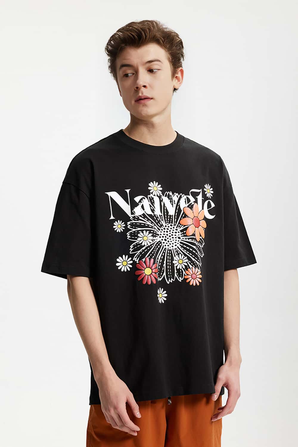 Iridescent Foam Daisy Print T-Shirt - Loose Streetwear Short Sleeve