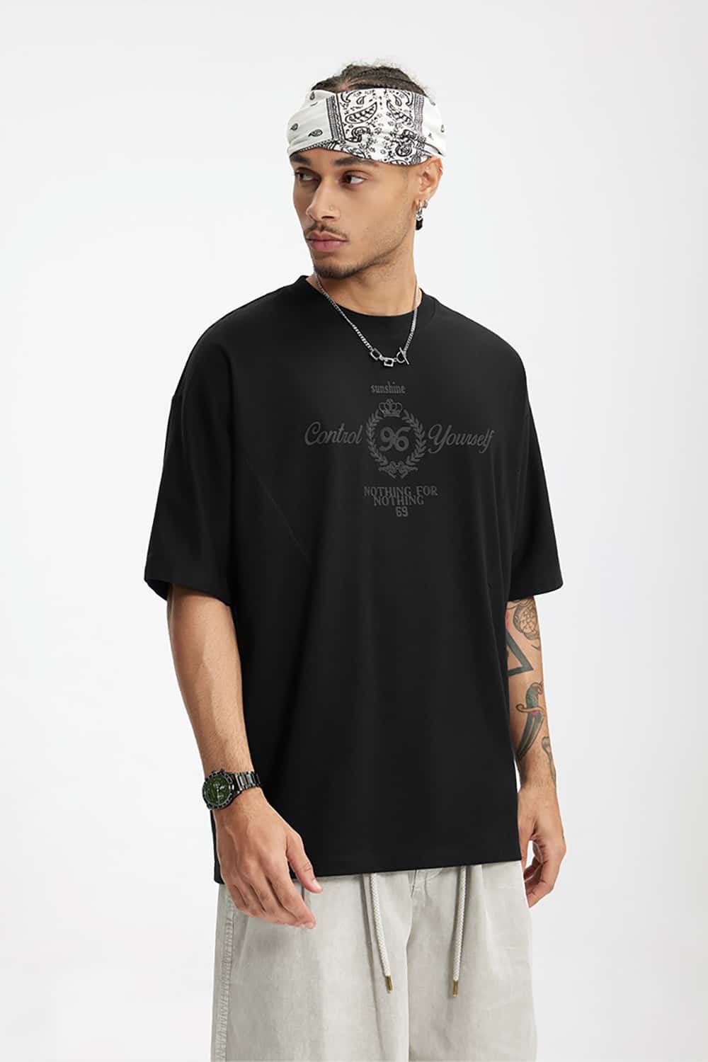 Tech-Inspired Transparent Letter Print T-Shirt - Six-in-One Sports Short Sleeve