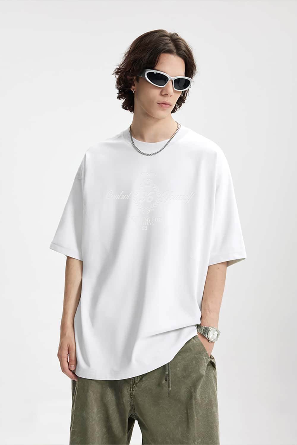 Tech-Inspired Transparent Letter Print T-Shirt - Six-in-One Sports Short Sleeve