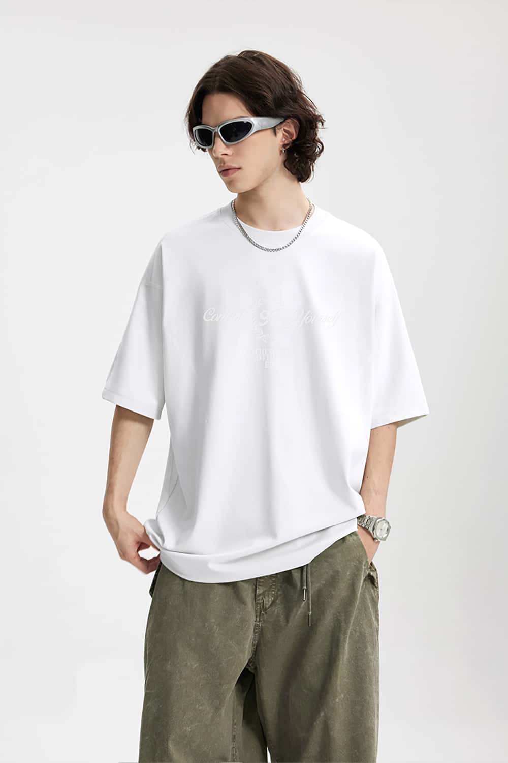 Tech-Inspired Transparent Letter Print T-Shirt - Six-in-One Sports Short Sleeve