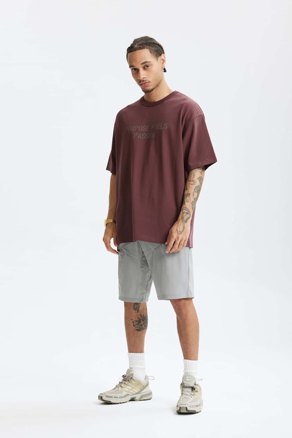 Heavyweight Hemp Cotton Letter Print T-Shirt - Loose Streetwear Short Sleeve