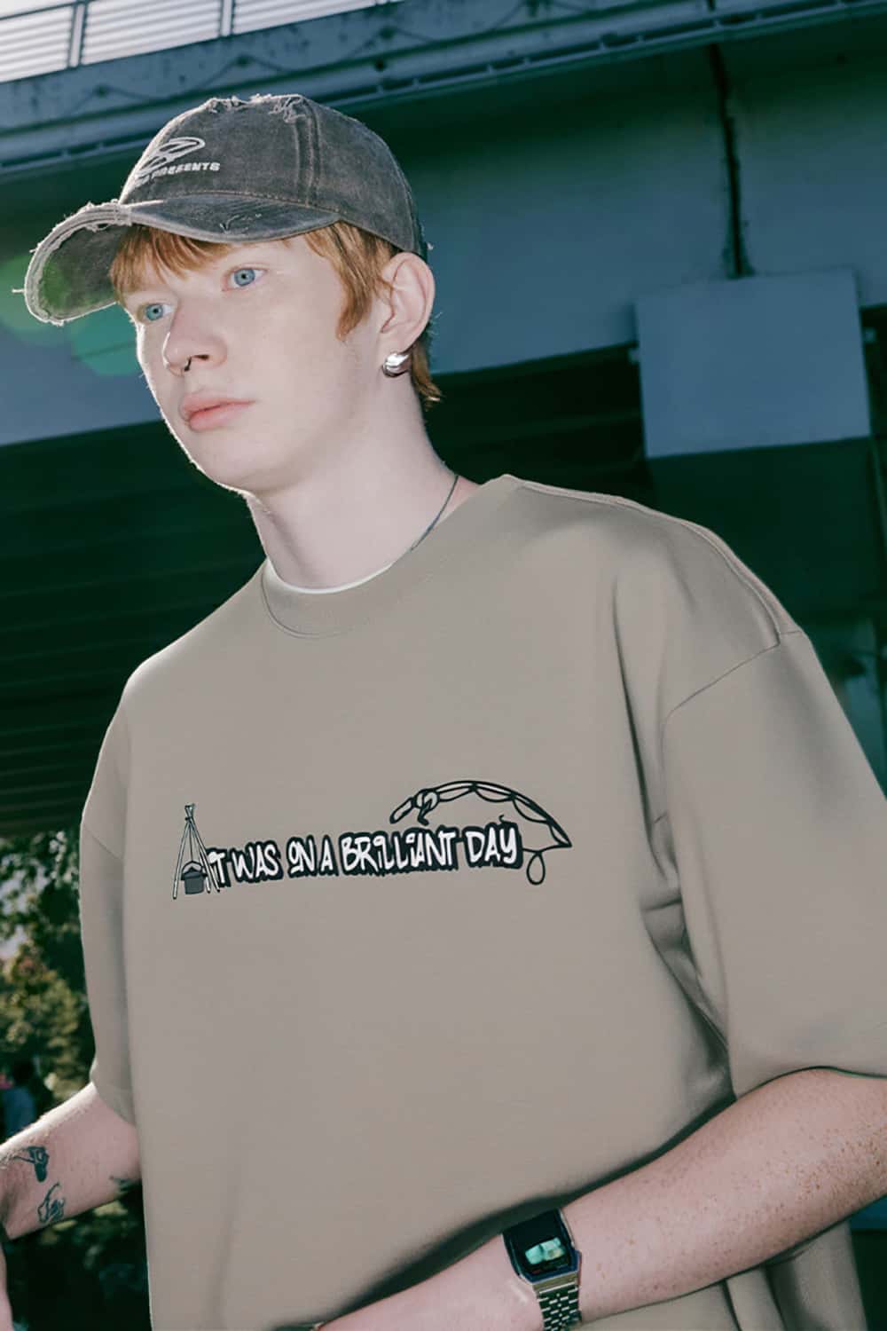 Outdoor Camping Fishing Print T-Shirt with Sorona Cool Feel Short Sleeve