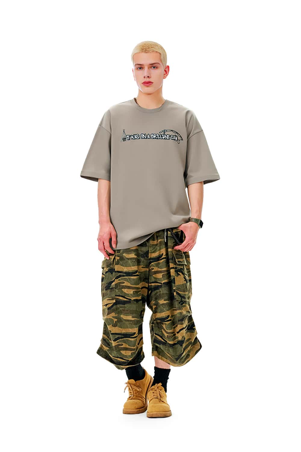 Outdoor Camping Fishing Print T-Shirt with Sorona Cool Feel Short Sleeve