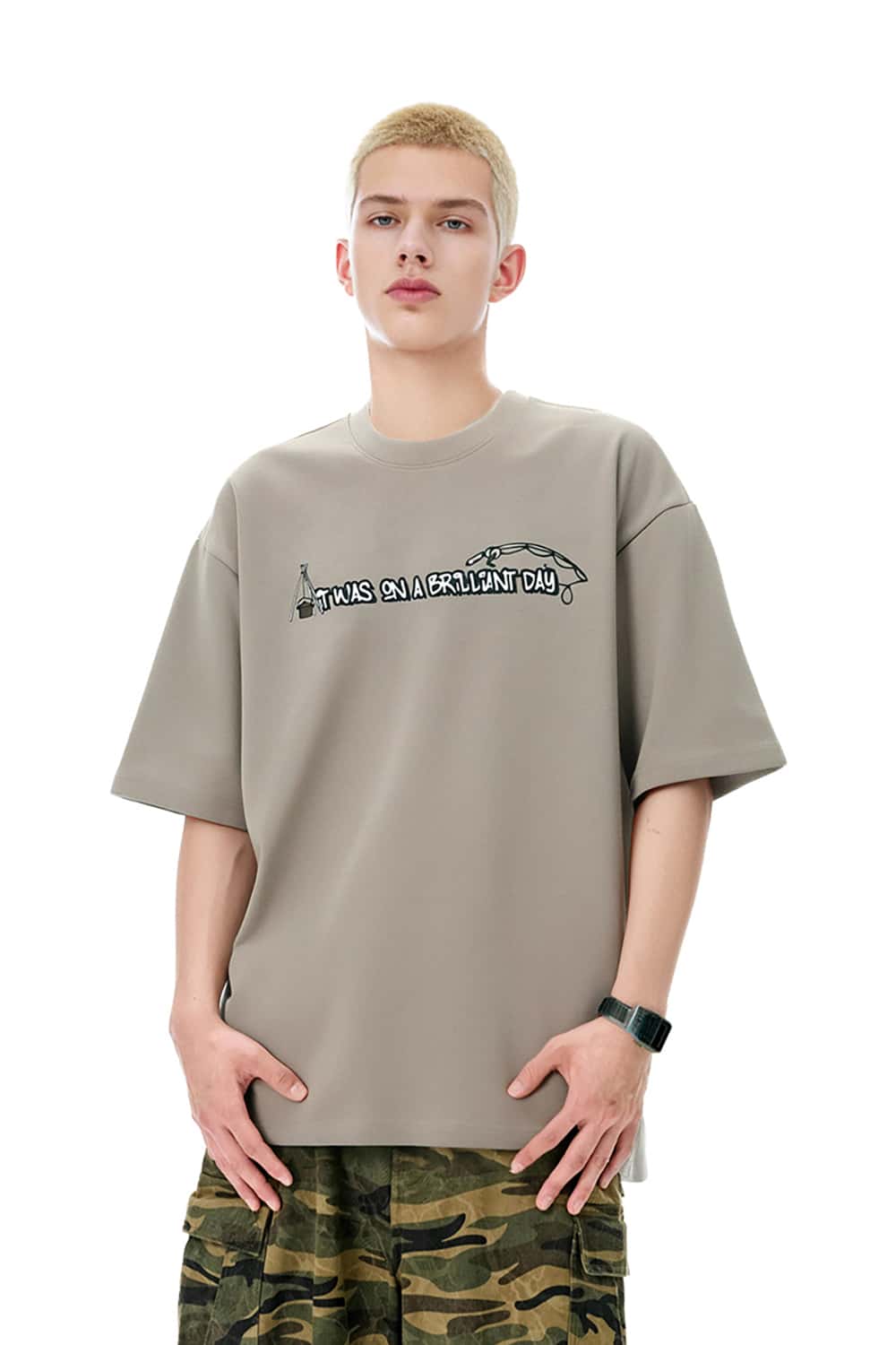 Outdoor Camping Fishing Print T-Shirt with Sorona Cool Feel Short Sleeve