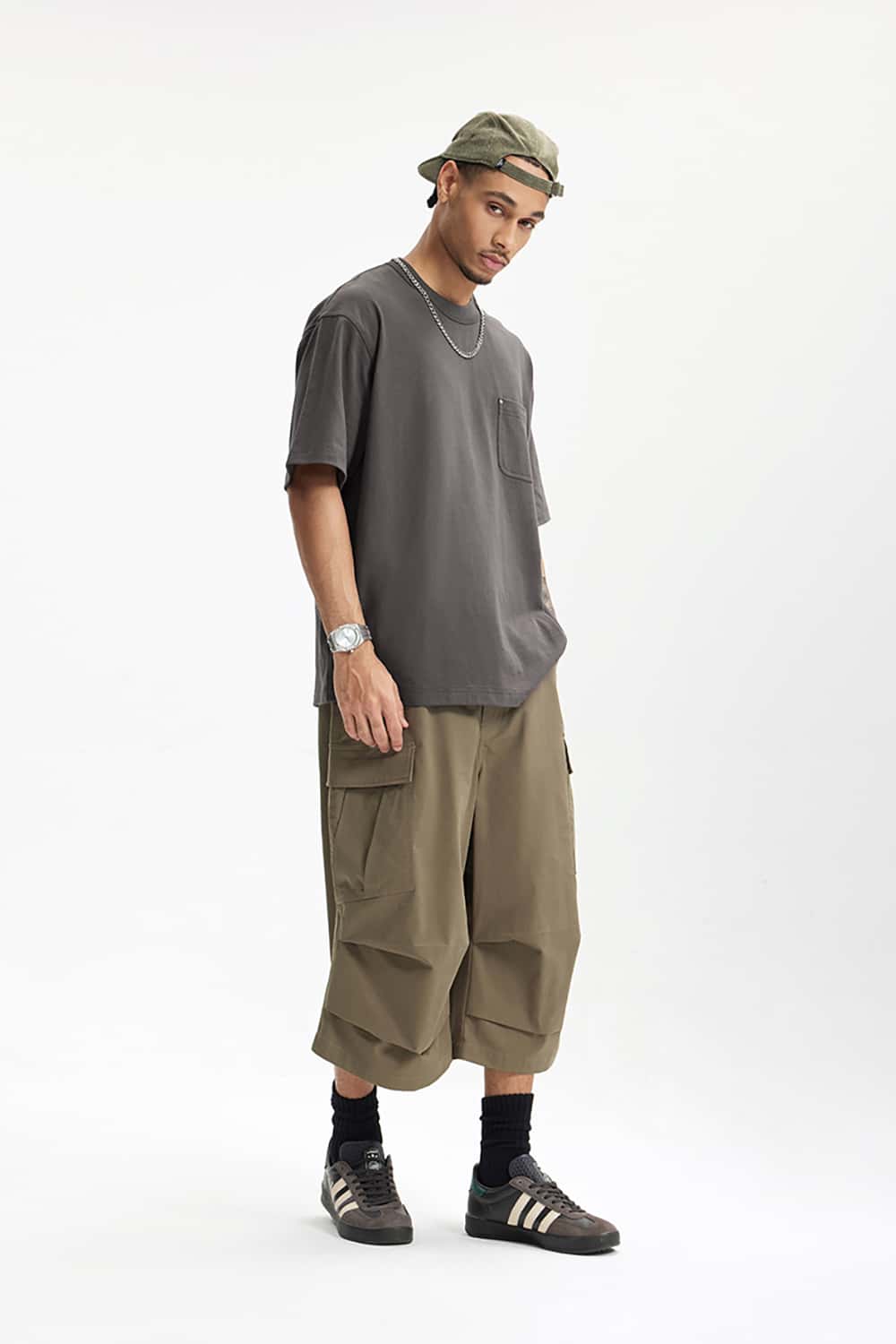 Heavyweight Hemp Cotton Rivet Pocket T-Shirt - Loose Fit Short Sleeve Solid Top