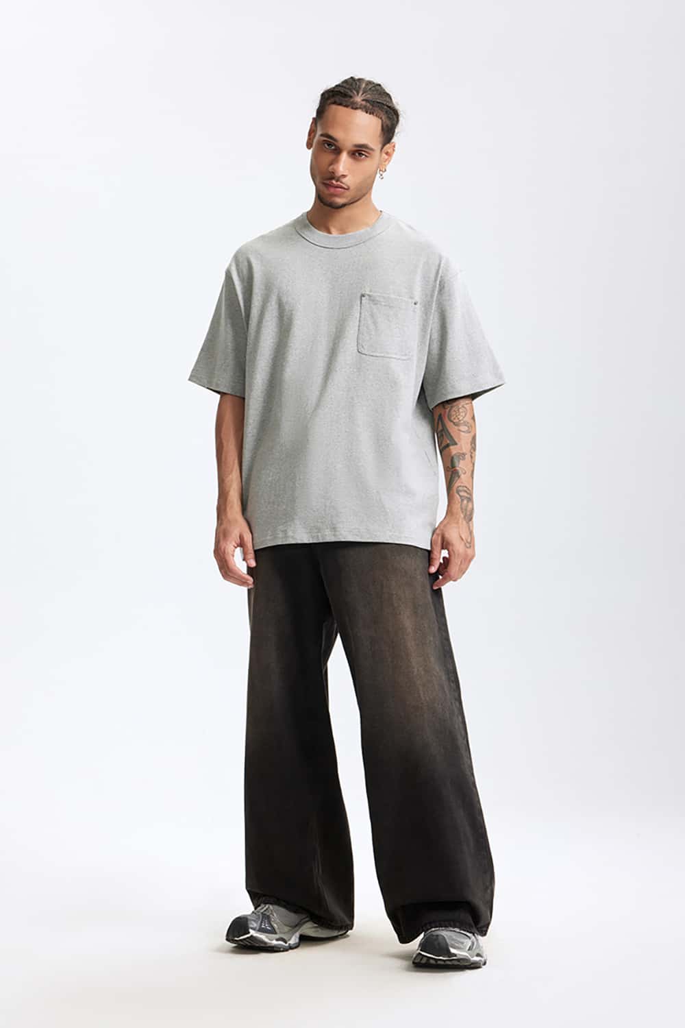 Heavyweight Hemp Cotton Rivet Pocket T-Shirt - Loose Fit Short Sleeve Solid Top