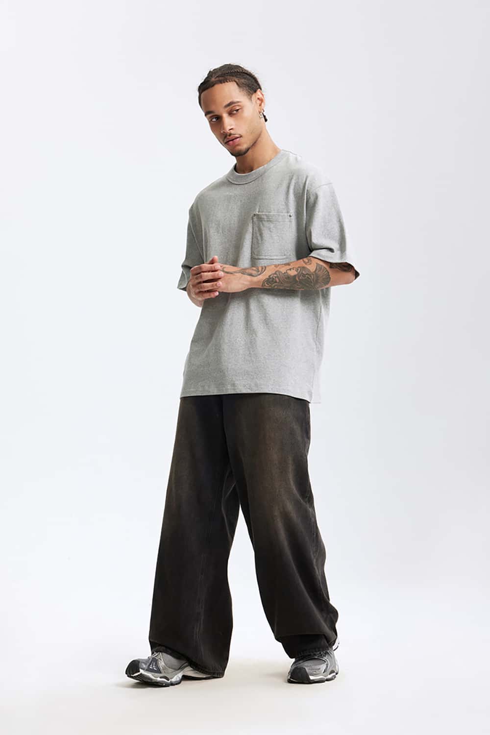 Heavyweight Hemp Cotton Rivet Pocket T-Shirt - Loose Fit Short Sleeve Solid Top