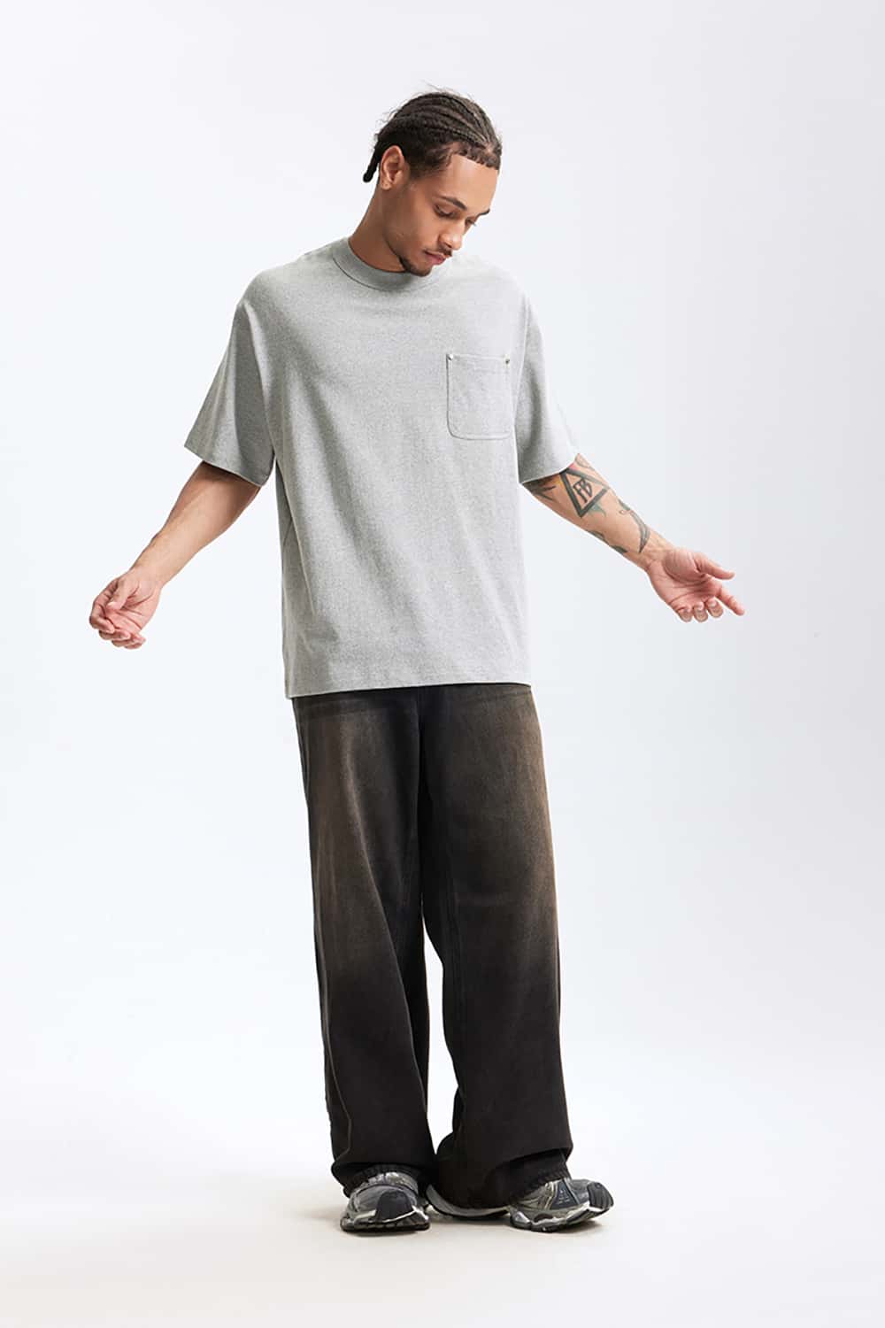 Heavyweight Hemp Cotton Rivet Pocket T-Shirt - Loose Fit Short Sleeve Solid Top