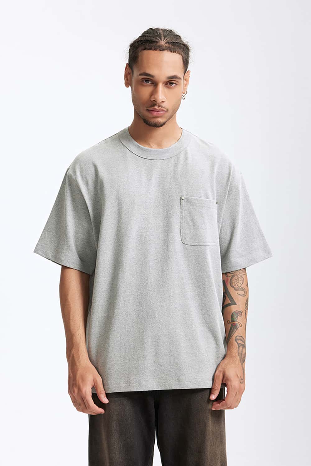 Heavyweight Hemp Cotton Rivet Pocket T-Shirt - Loose Fit Short Sleeve Solid Top