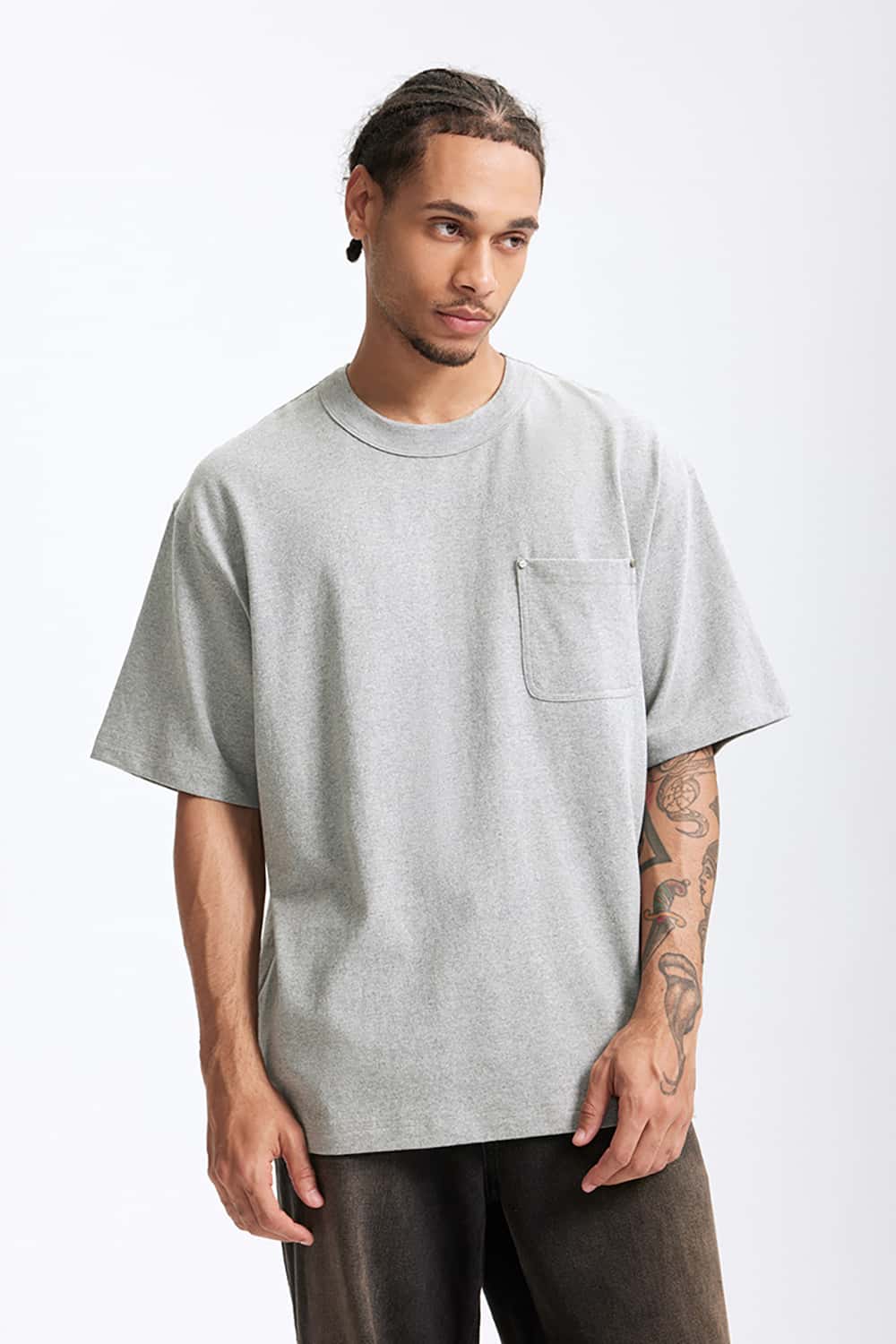 Heavyweight Hemp Cotton Rivet Pocket T-Shirt - Loose Fit Short Sleeve Solid Top