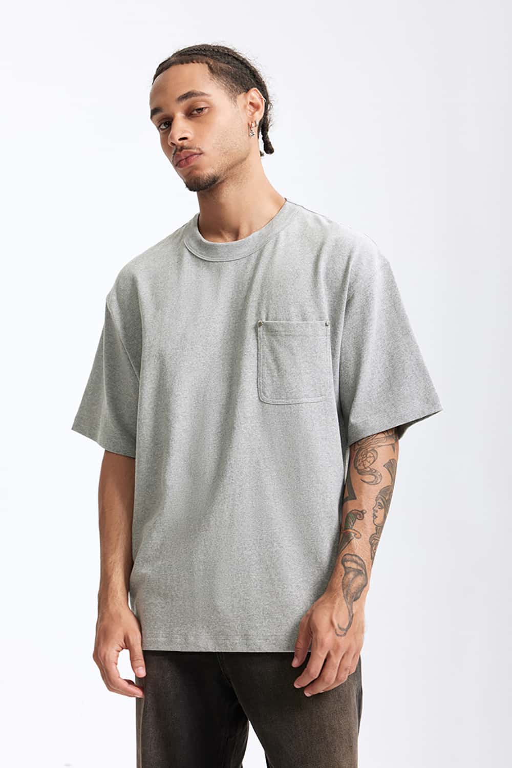 Heavyweight Hemp Cotton Rivet Pocket T-Shirt - Loose Fit Short Sleeve Solid Top