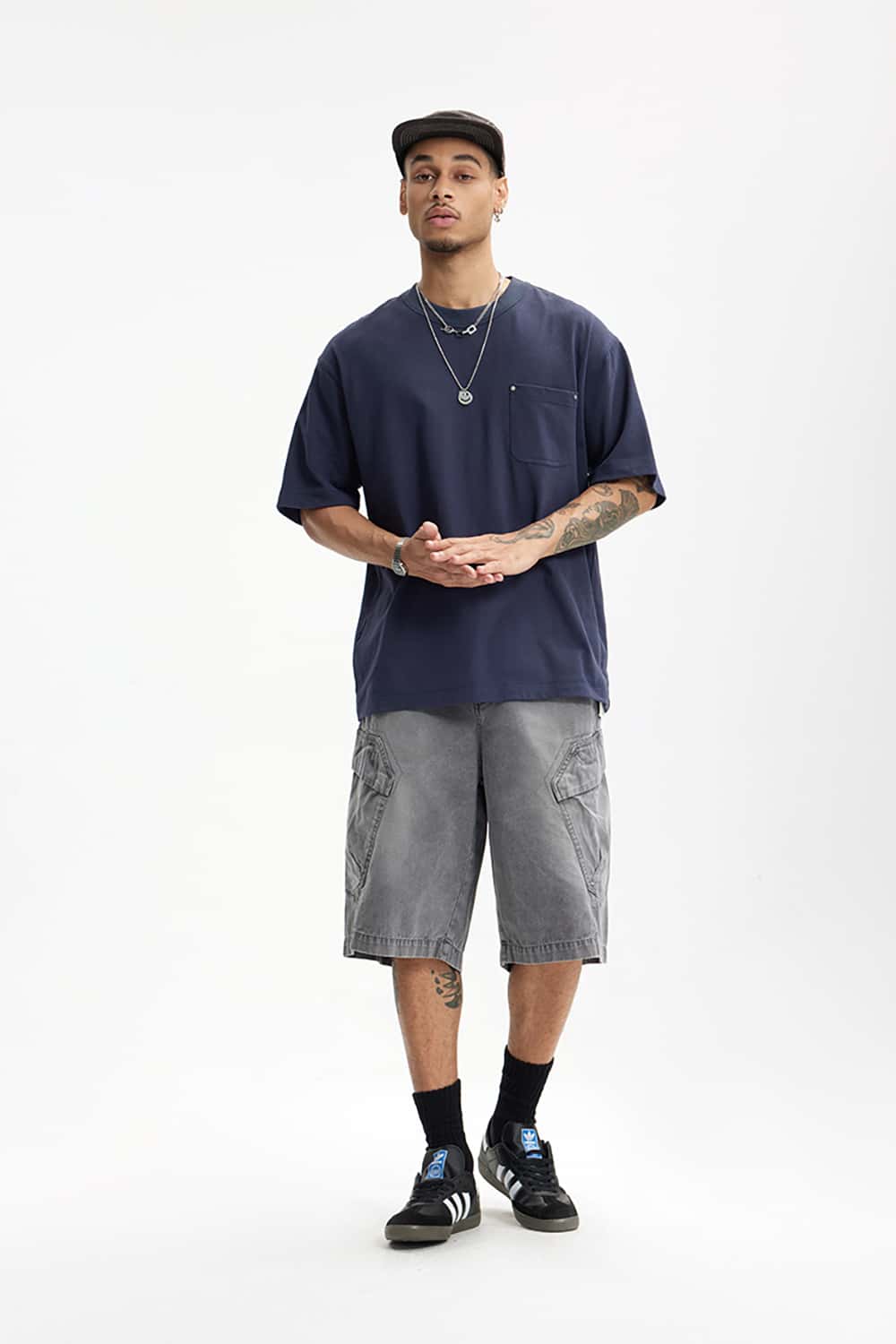Heavyweight Hemp Cotton Rivet Pocket T-Shirt - Loose Fit Short Sleeve Solid Top
