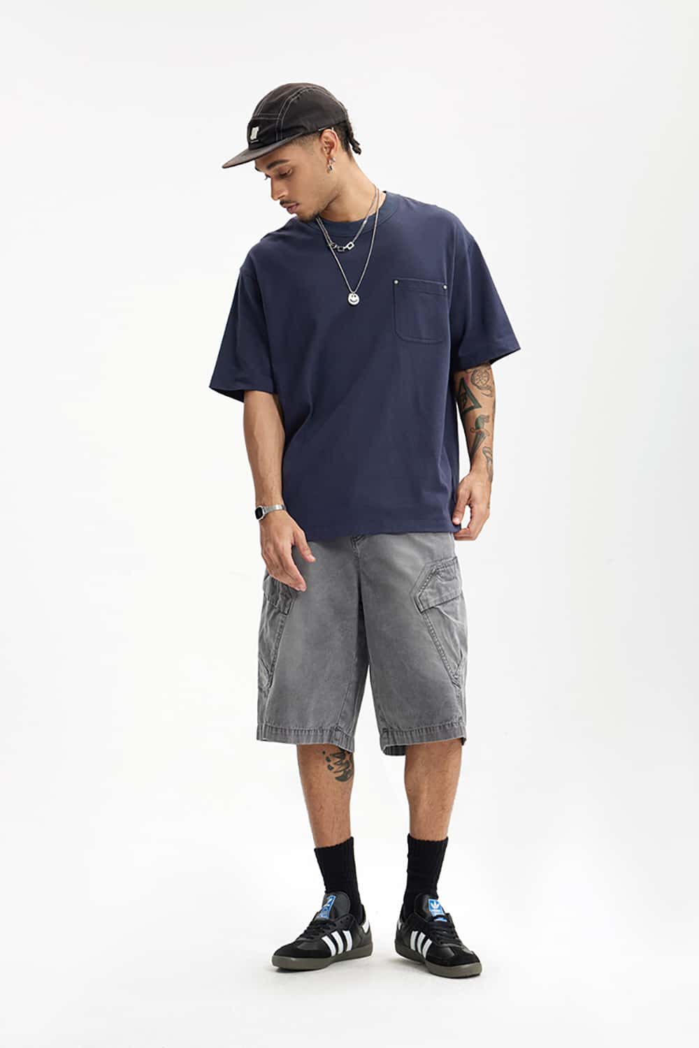 Heavyweight Hemp Cotton Rivet Pocket T-Shirt - Loose Fit Short Sleeve Solid Top