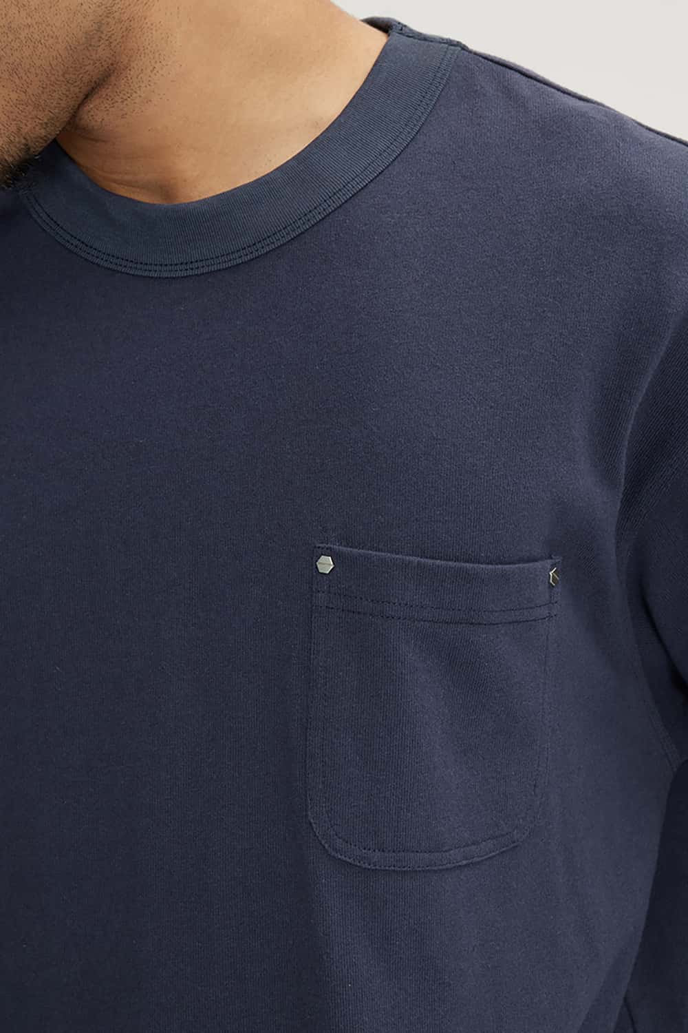 Heavyweight Hemp Cotton Rivet Pocket T-Shirt - Loose Fit Short Sleeve Solid Top
