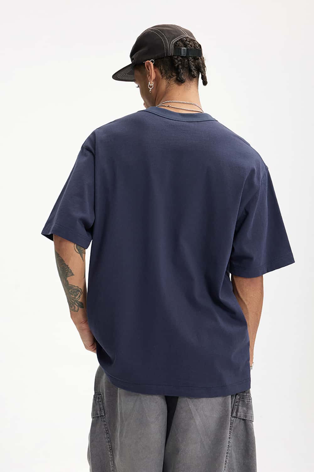 Heavyweight Hemp Cotton Rivet Pocket T-Shirt - Loose Fit Short Sleeve Solid Top