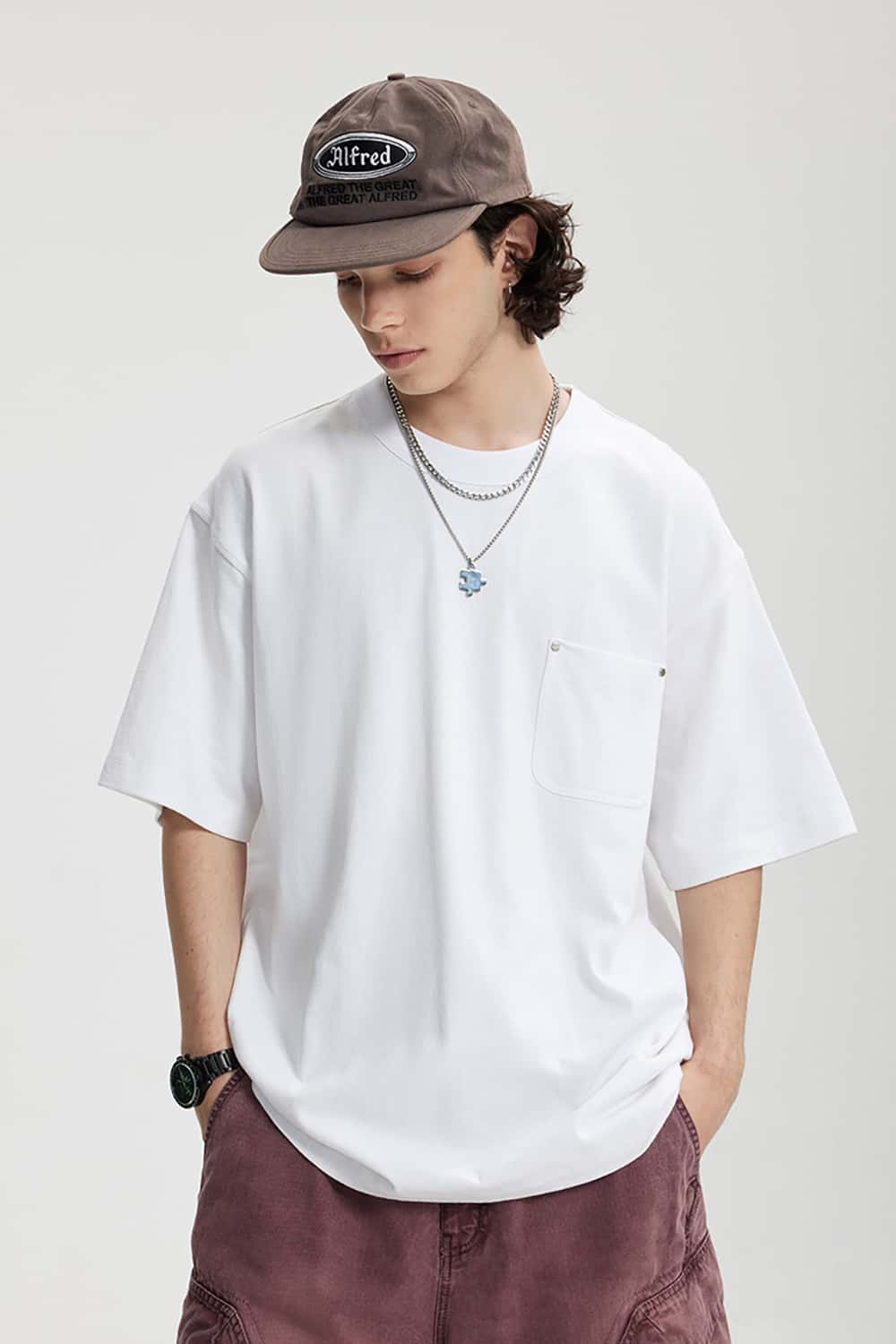 Heavyweight Hemp Cotton Rivet Pocket T-Shirt - Loose Fit Short Sleeve Solid Top