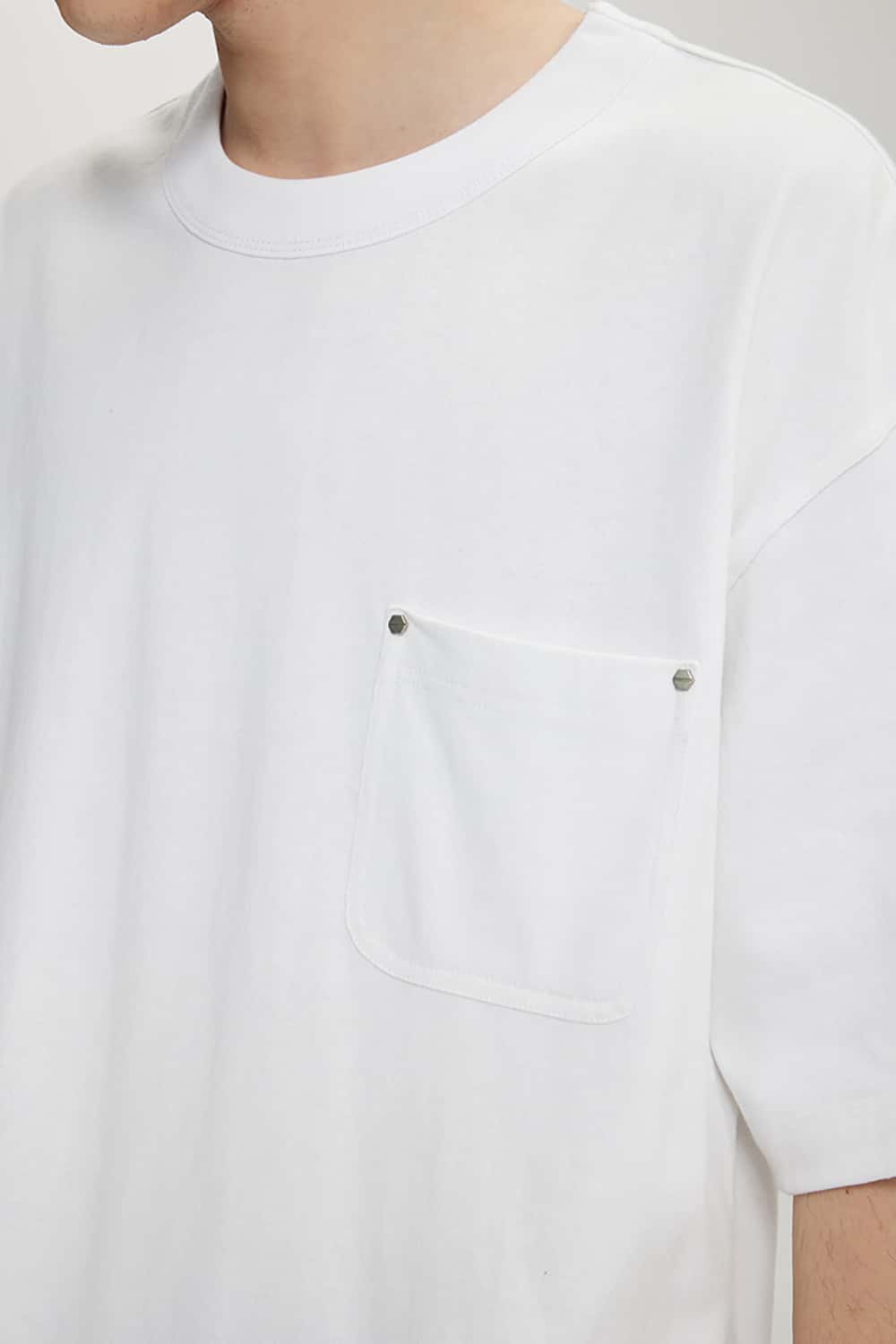 Heavyweight Hemp Cotton Rivet Pocket T-Shirt - Loose Fit Short Sleeve Solid Top