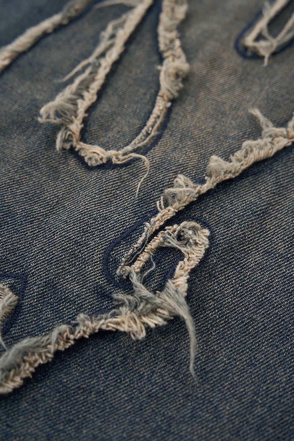 Three-Quarter Length Patchwork Washed Denim Shorts - Vintage Casual Style