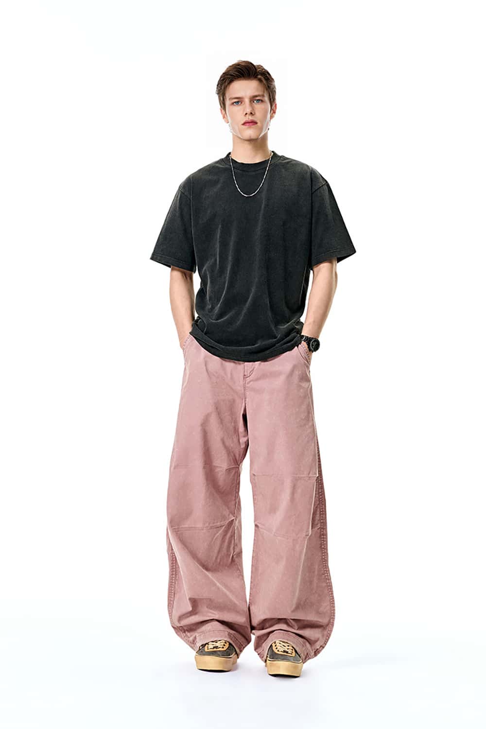 Utility Wide-Leg Paratrooper Pants with Washed Finish - Casual Streetwear
