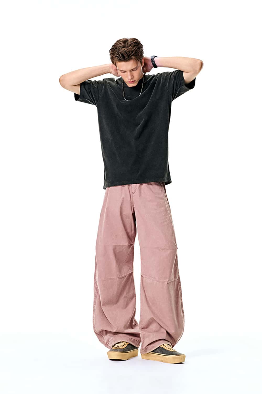 Utility Wide-Leg Paratrooper Pants with Washed Finish - Casual Streetwear