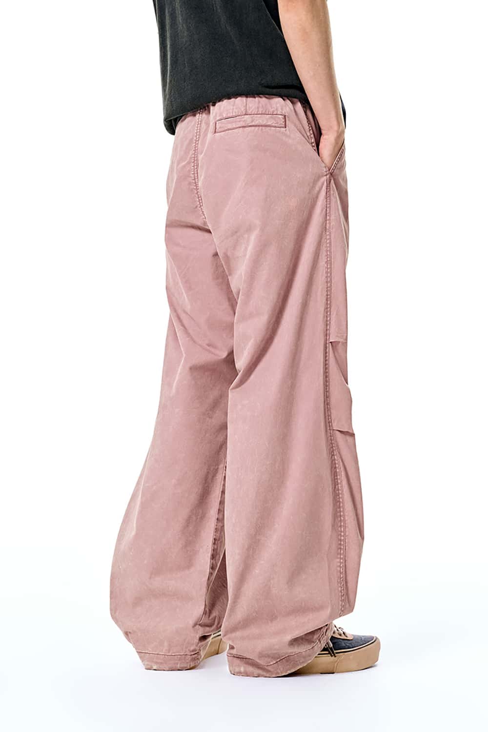 Utility Wide-Leg Paratrooper Pants with Washed Finish - Casual Streetwear