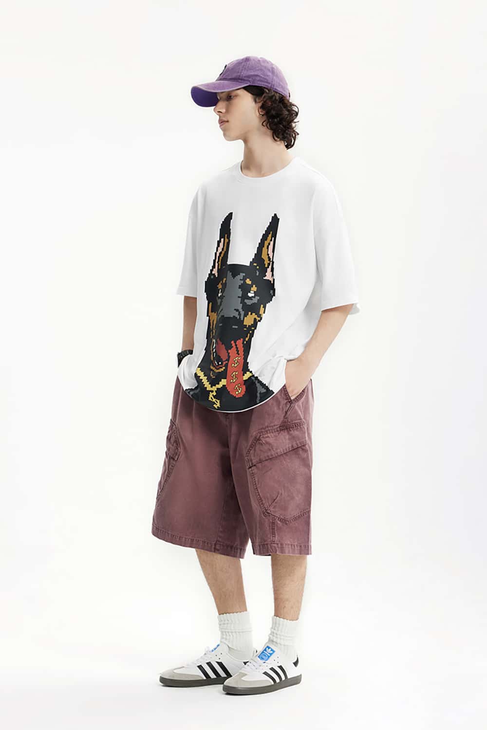 Glow-in-the-Dark Doberman Print T-Shirt - Street Style Loose Short Sleeve