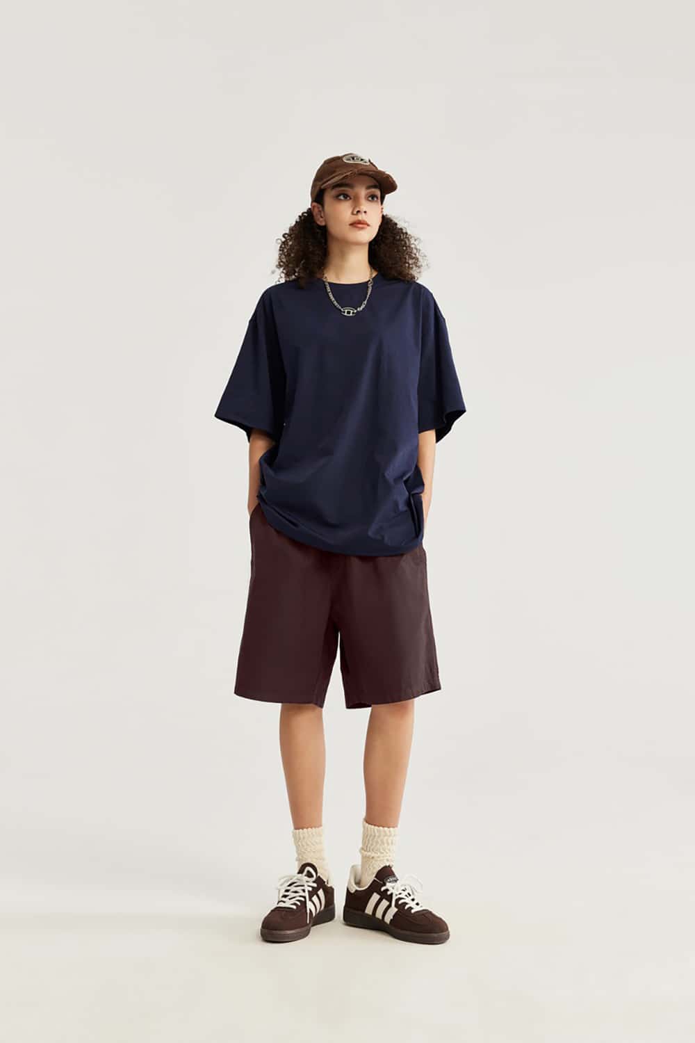 Eco-Friendly Garment-Washed Straight-Leg Mid-Length Shorts