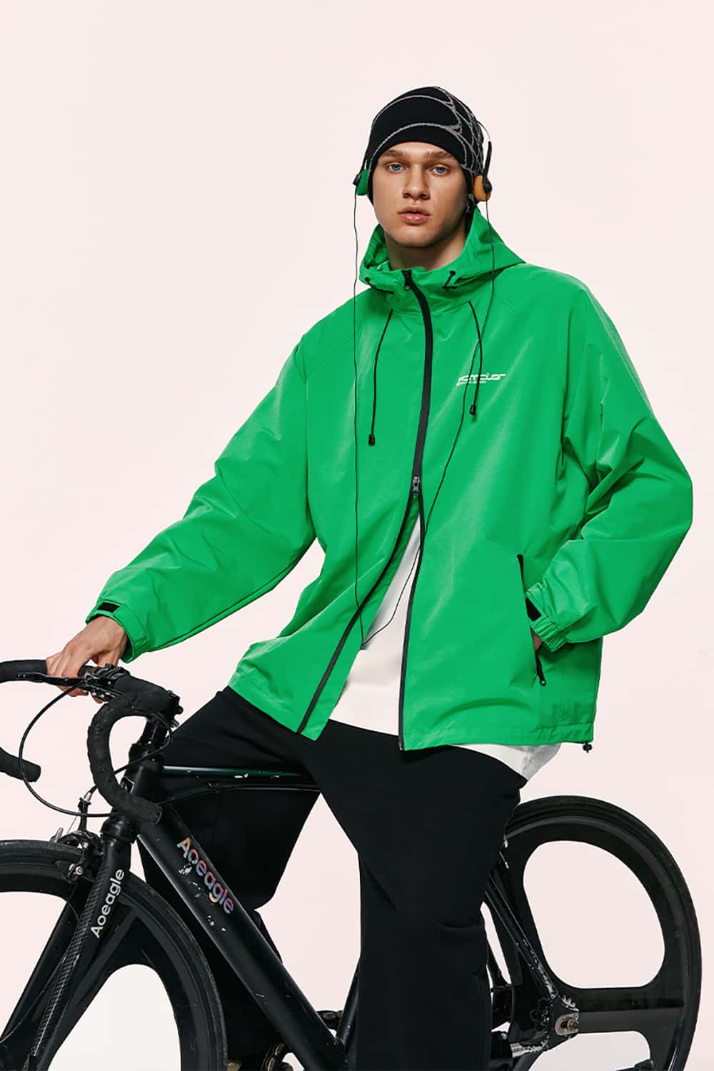 Printed Windbreaker Jacket with Zipper - Lightweight Outdoor Shell