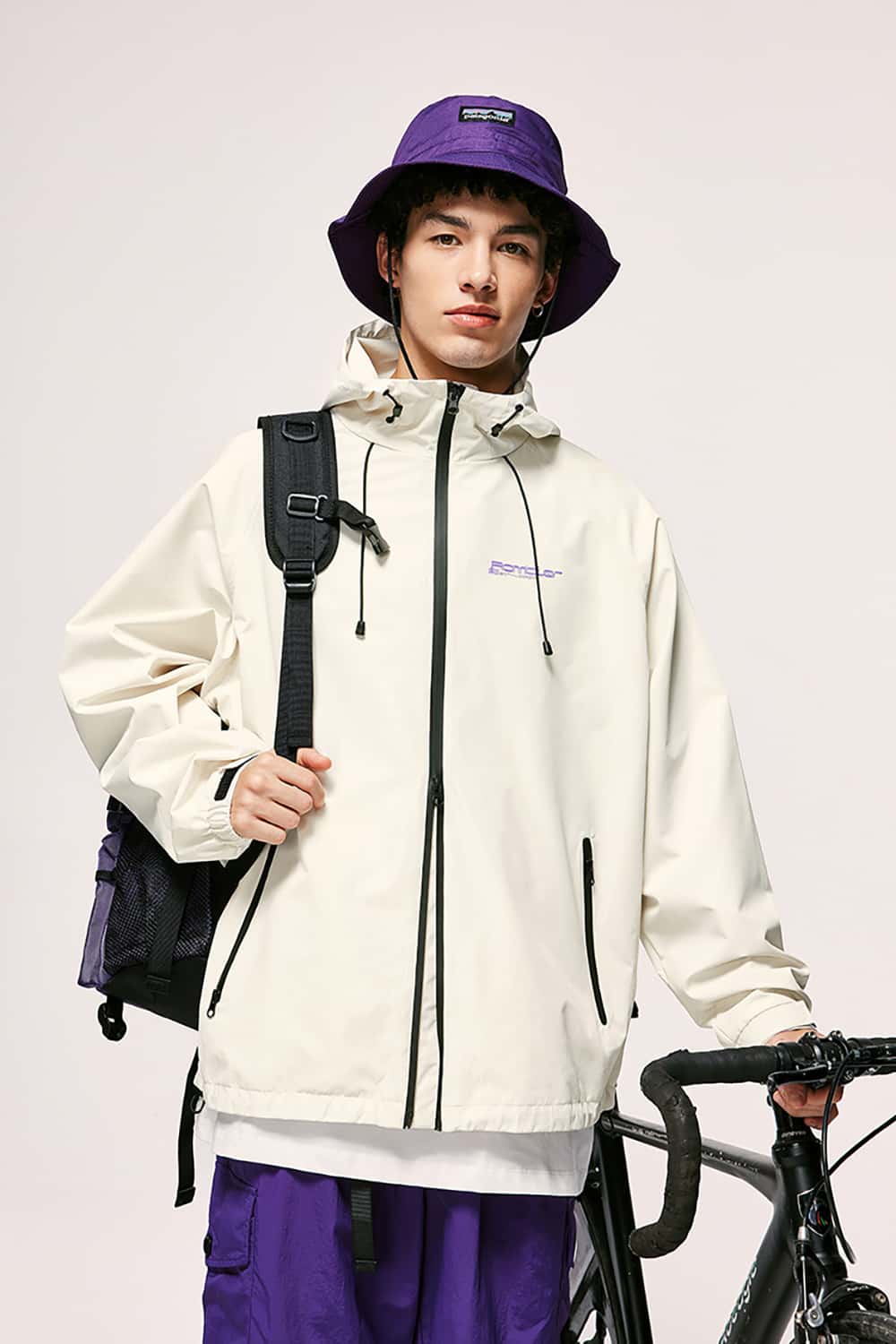 Printed Windbreaker Jacket with Zipper - Lightweight Outdoor Shell