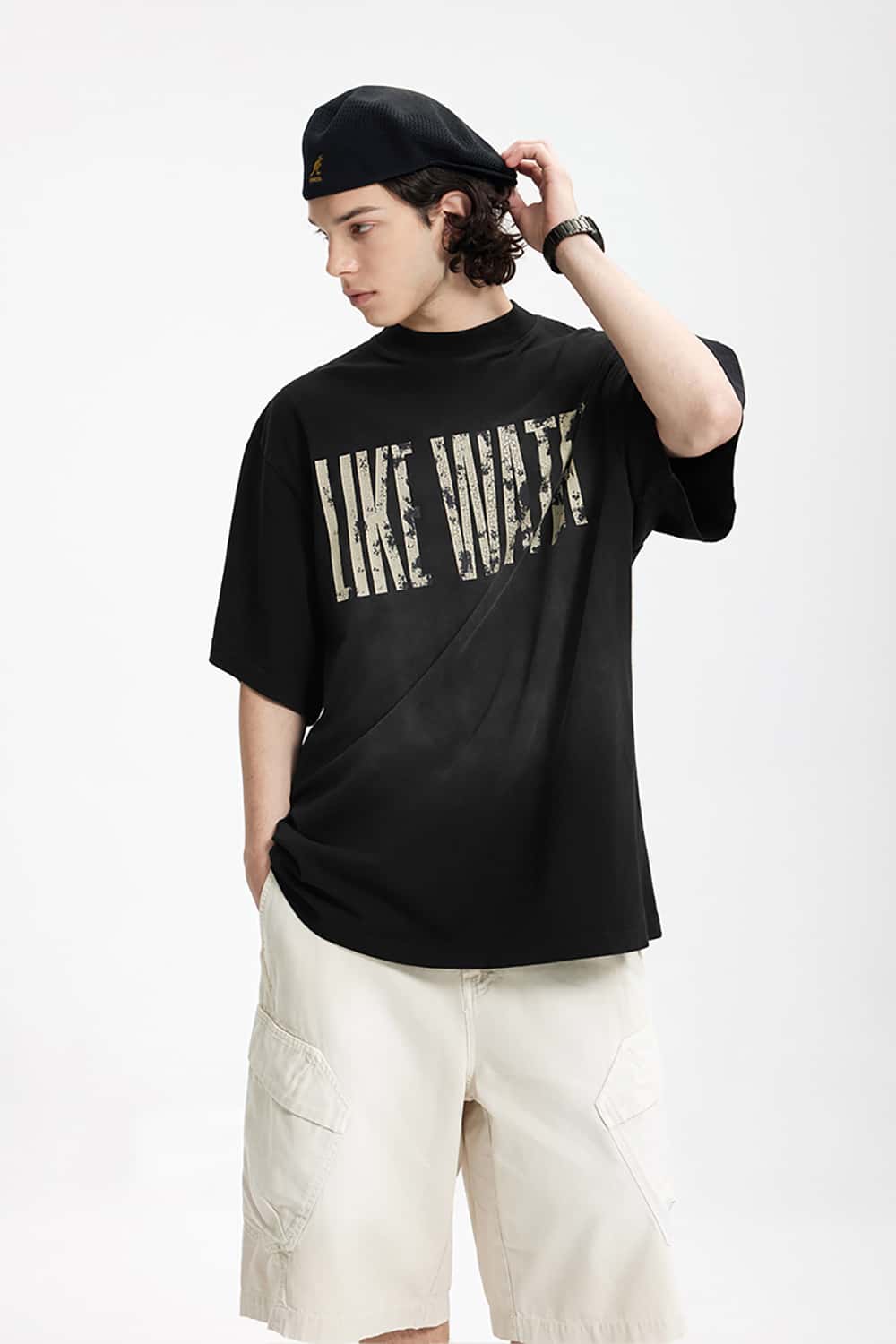 Vintage Cracked Print Washed T-Shirt - Loose Short Sleeve