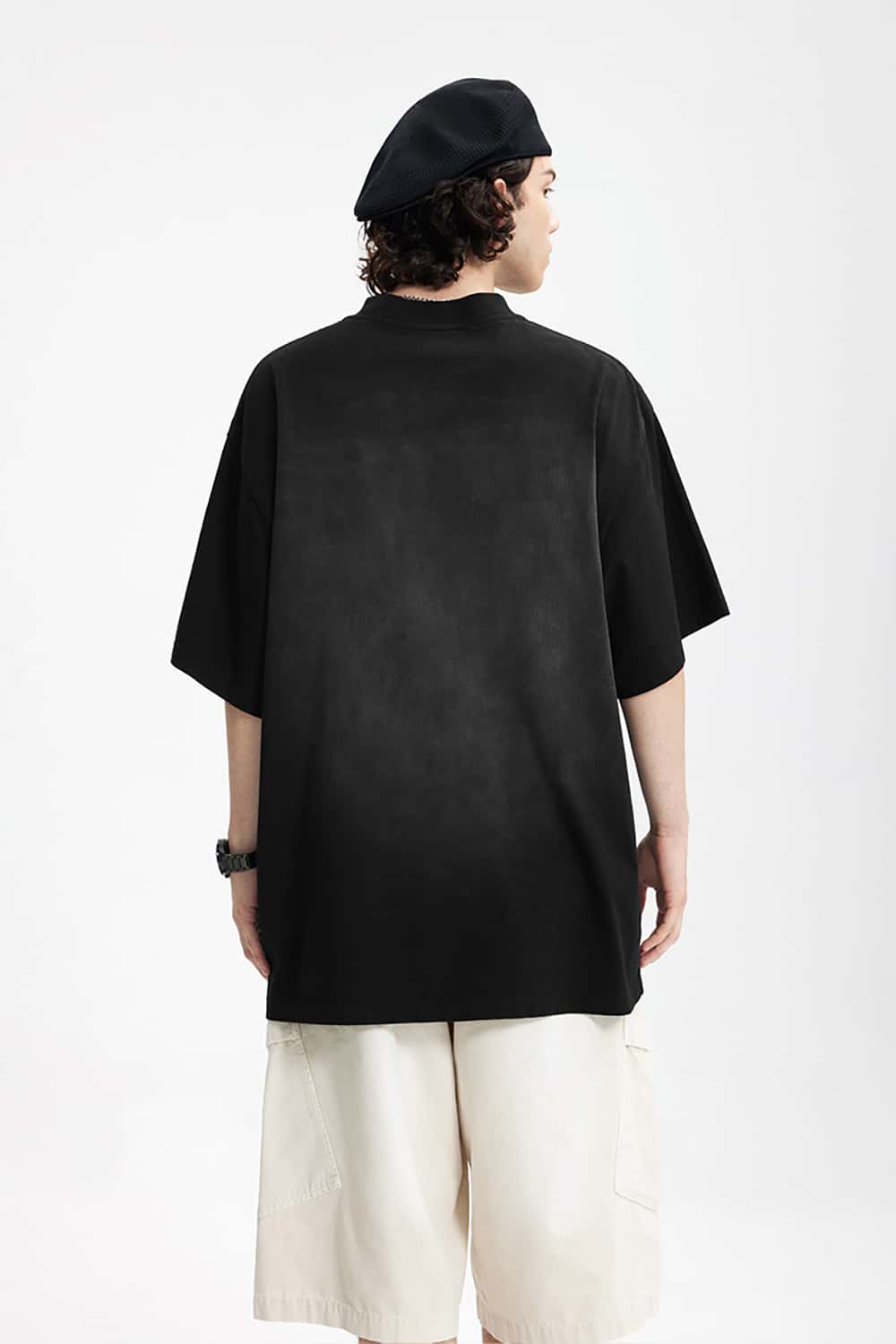 Vintage Cracked Print Washed T-Shirt - Loose Short Sleeve