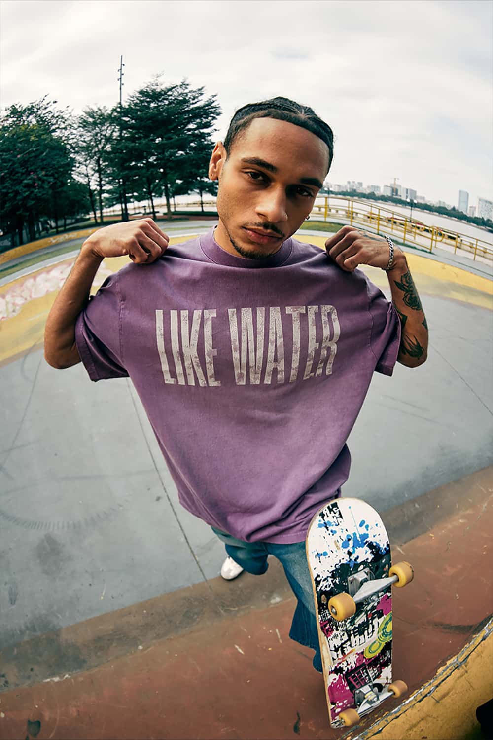 Vintage Cracked Print Washed T-Shirt - Loose Short Sleeve