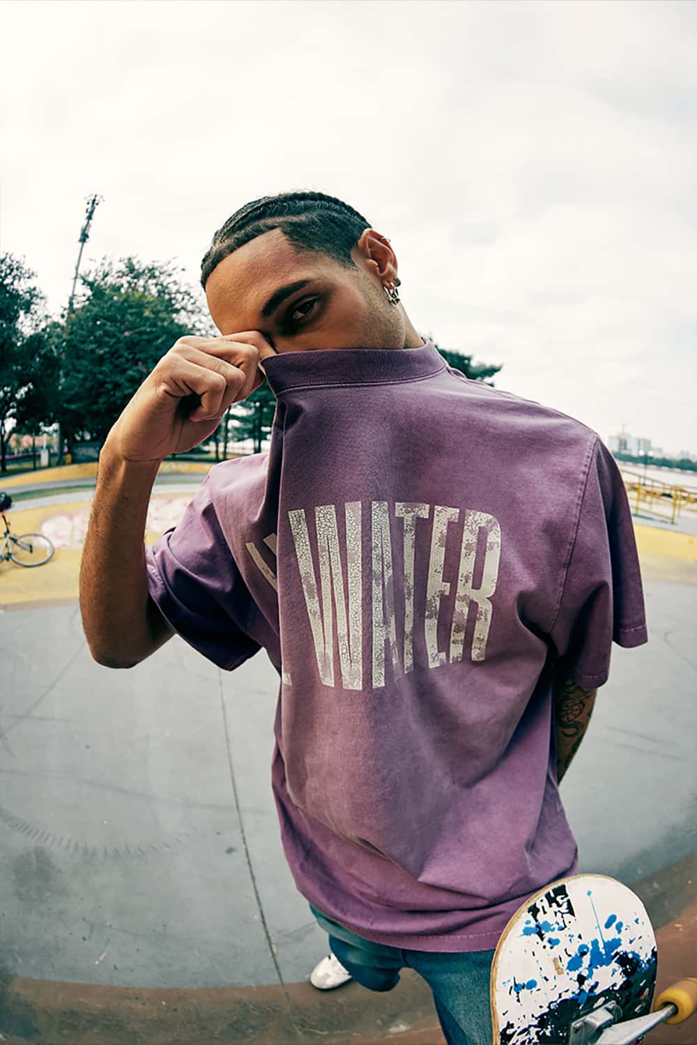Vintage Cracked Print Washed T-Shirt - Loose Short Sleeve