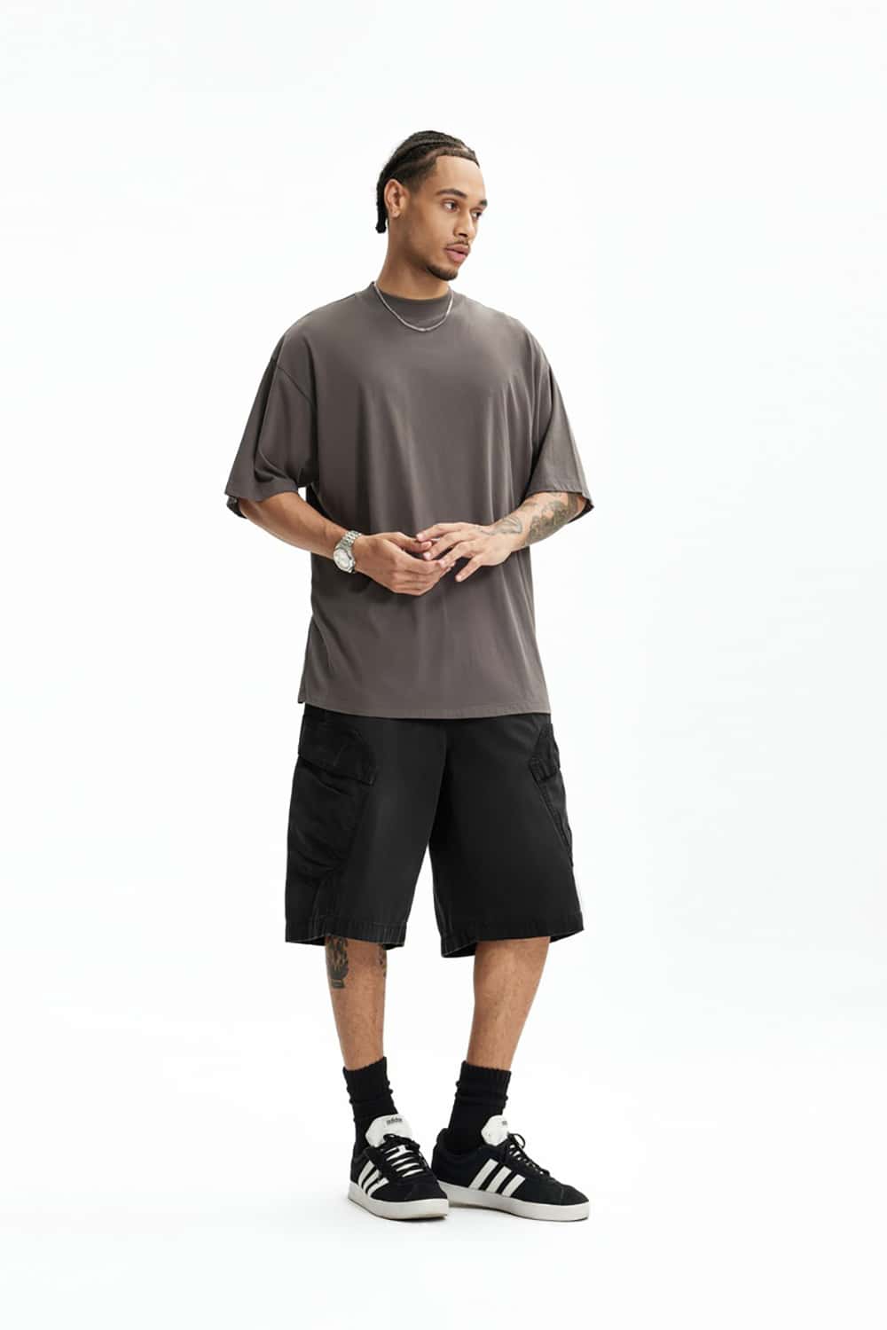 Heavy Wash Multi-Pocket Utility Cargo Shorts - Loose Fit Casual Mid-Length