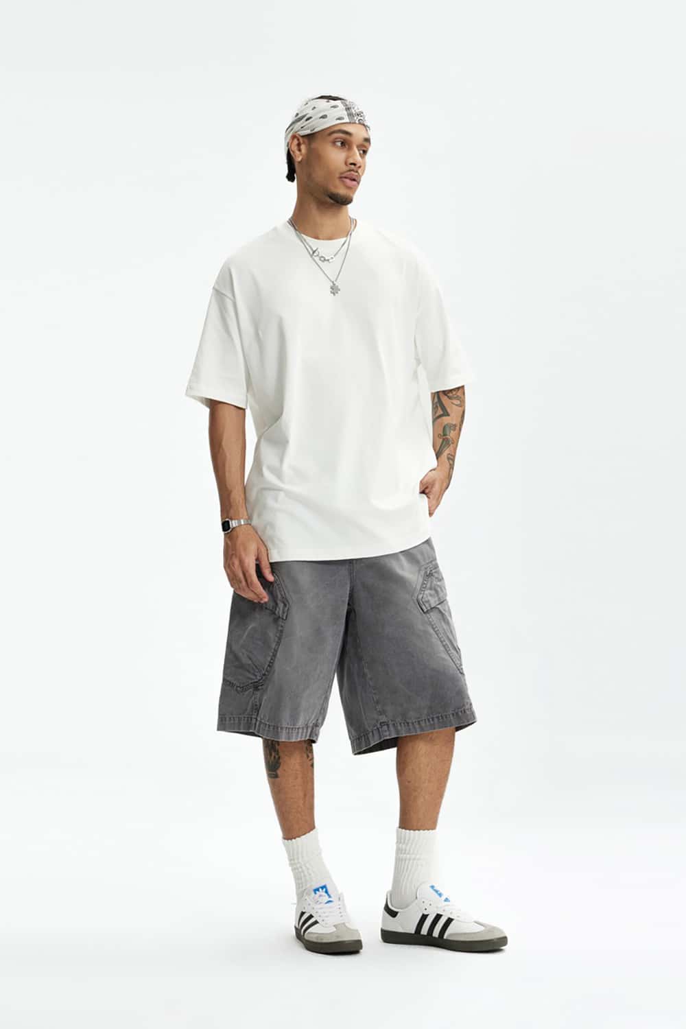 Heavy Wash Multi-Pocket Utility Cargo Shorts - Loose Fit Casual Mid-Length