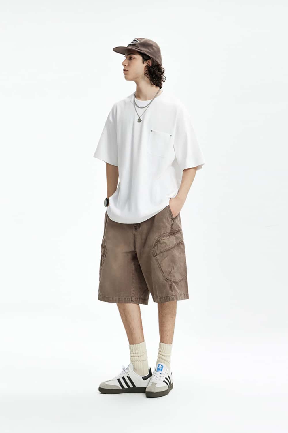 Heavy Wash Multi-Pocket Utility Cargo Shorts - Loose Fit Casual Mid-Length